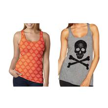 Pack Of 2 'Knot/Skull' Printed Tank Tops For Women – Orange/Grey