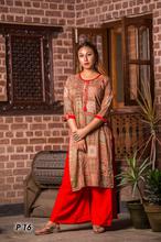 Red Abstract Printed Front Buttoned Kurti For Women
