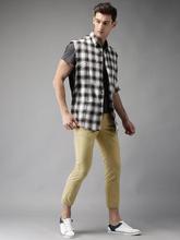 Men Beige Slim Fit Solid Cropped Chinos