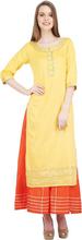 Paislei yellow kurti with gota work and orange plazzo