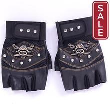 SALE-Long Keeper Skulls Rivet PU Leather Fingerless Gloves