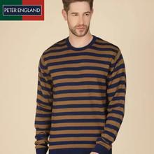 PETER ENGLAND  Striped Round Neck Casual Blue Sweater FOR MEN - PCSWSRGP211314