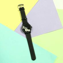 Black Dial Black Strap Analog Watch (Unisex)