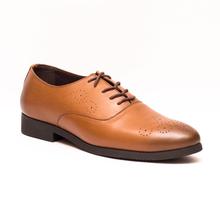 Caliber Shoes Tan Brown  Lace Up Formal Shoes For Men - ( T 443 C )