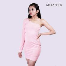 METAPHOR Pink One Shoulder Dress (Plus Size) For Women - MD20BF