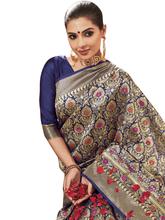 Stylee Lifestyle Navy Blue Banarasi Silk Jacquard Saree - 2287