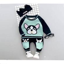 Baby Boys Long Sleeve Cute Dog Fleece Hoodies Sweatshirt + Casual Trousers