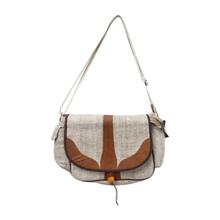 Grey/Brown Hemp Shoulder Bag -Unisex