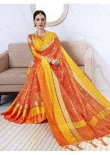 Stylee Lifestyle Orange Kota Silk Woven Saree -1535