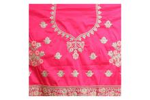 Pink Floral Embroidered Lehenga With Unstitched Blouse Set For Women