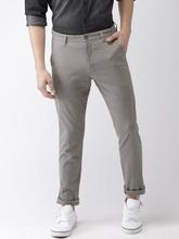 Men Grey Slim Fit Solid Chinos