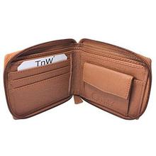 SALE- TnW Tan Men's Artificial Leather Wallet with Round Zip Closer