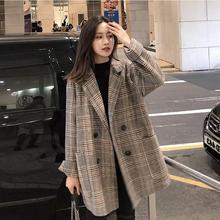 Plaid thick woolen coat women's autumn and winter mid-length