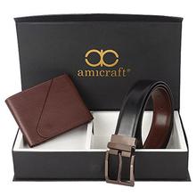 SALE-Amicraft Men's PU Leather Combo Pack of Wallet and Belt