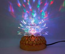 3W RGB LED light lotus shape crystal chromatic auto rotating flashlight stage lamp