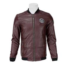 Maroon Single Zipped Bomber Jacket For Men