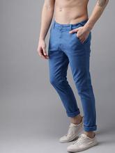 Men Blue Slim Fit Solid Chinos