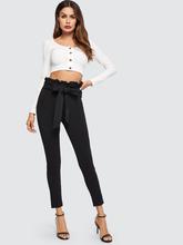 Paperbag Waist Skinny Pants With Belt