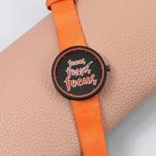 Black Dial Focus Printed Fashionable Analog Unisex Watch - Orange
