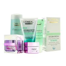 L'Oreal Combo Of Hydrafresh Skin Care Essentials (Day Cream, Eye Gel, Face Wash, Toner) - Set Of  4