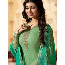 Stylee Lifestyle Green Georgette Embroidered Dress Material - 1882