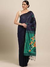 Stylee Lifestyle Blue Ikkat Silk Jacquard Saree-2141