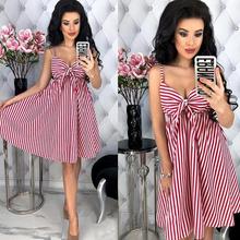 Women Summer Sexy Striped Spaghetti Strap Dress Ladies