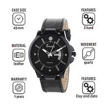 Zesta Combo Pack of Black Analogue Watch with Brown Wallet