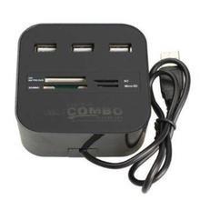 All In One Card Reader And 3 Port USB 2.0 Hub-Black