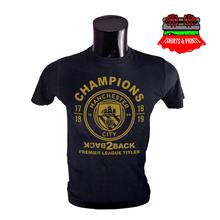 Man City Back to Back Champions Black T-shirt for Men