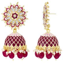Aheli Faux Pearls Earrings Indian Traditional  Jewellery for Women Girls (Rani Pink)