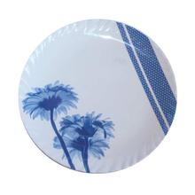 White/Blue Floral Printed 11" Round Melamine Dinner Plate Set - 12 Pieces