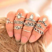 Retro Silver Midi Finger Rings Set Of 10