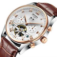 KINYUED J012 30m Waterproof Men's Automatic Mechanical Watch w/ Leather Band