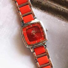 Ultima Red/Silver Square Dial Analog Watch For Women