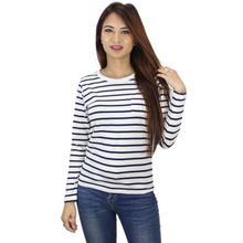 White/Blue Striped T-shirt For Women