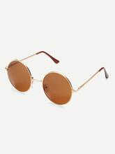 Gold Frame Brown Round Lens Sunglasses