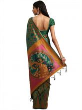 Stylee Lifestyle Green Ikkat Silk Jacquard Saree-2146