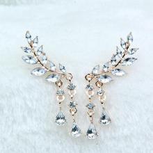 Women's Angel Wings Stud Earrings Rhinestone Inlaid Alloy Ear Jewelry Party Earring Gothic Feather Brincos Fashion 2017