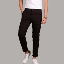 Black Stretchable Cotton Chinos For Men By Nyptra