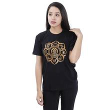 Black Mandala Printed T-Shirt For Women