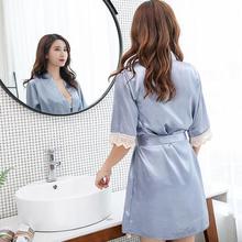 Fashion Women's Summer Mini Kimono Robe Lady Rayon Bath Gown