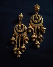 Gold Toned Ethnic Chand baali Designed Pinjara Drop Earrings