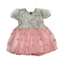 Grey/Pink Sequined Dress For Girls