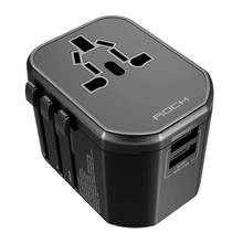 ROCK T20 2.4A Multi-functional Plug Travel Charger, For iPad , iPhone, Galaxy, Huawei, Xiaomi, LG, HTC and Other Smart Phones, Rechargeable Devices(Black)