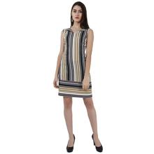 Pkshee  Red Striped Rayon Dress For Women