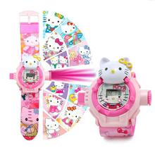 Hello Kitty 24 Images 3D Projector Digital Watch With Free Sticker Book - For Kids