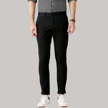 Black Stretchable Cotton Chinos For Men By Nyptra