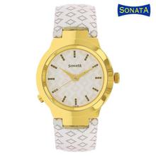 Sonata 90057YL01 White Dial Analog Watch For Women- White