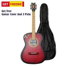 Red Medium Indian Guitar With Bag And 2 Picks